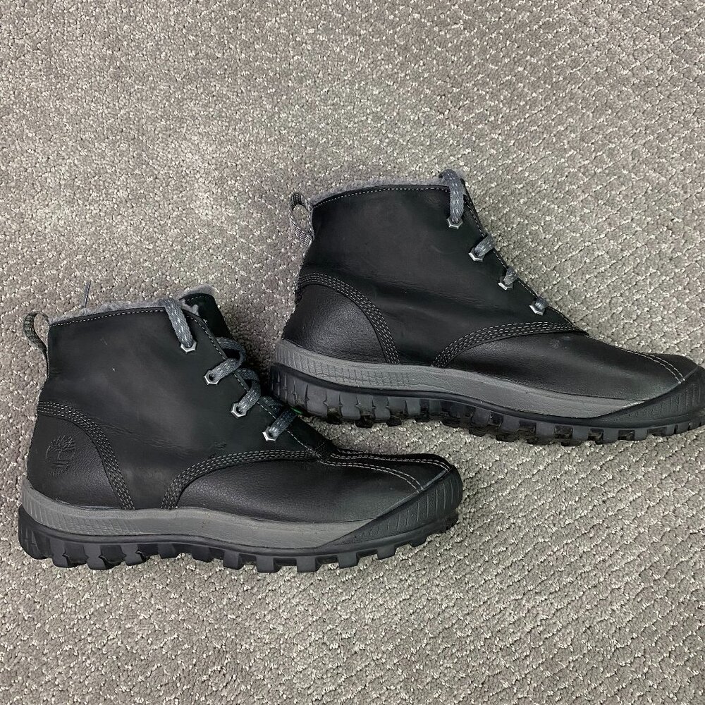 Timberland MT Hayes Boots Women's 9 Black Leather Winter Waterproof Primaloft - Picture 3 of 14